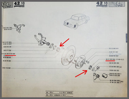 Jeu de roulements de roue avant – Dauphine – Renault 4 - Renault 8 - Renault 10 - Dauphine - OEM 0857615500 / 0857615300 – NOS