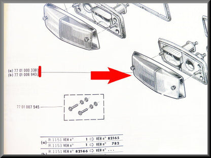 Clignotant avant gauche (blanc avec cerclage chromé) – Renault 16 – OEM 7701006943b - 7701013451 – NOS