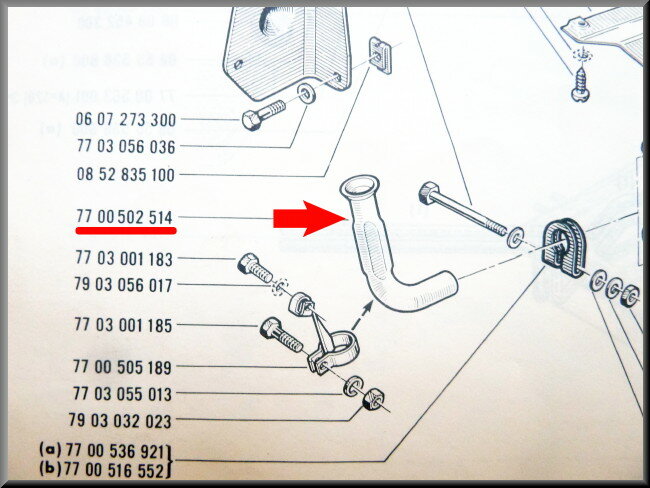 Uitlaat-vlampijpje RVS – Renault 16 TS-TX <1975 – OEM 7700502514A