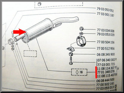 Silencieux arrière inox – Renault 16 tous types sauf R16 L (1150) – OEM 7701348078A
