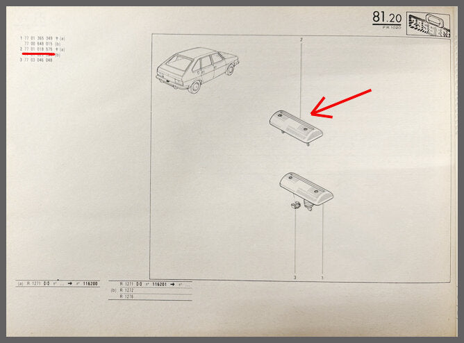 Cache-feu éclairage de plaque d'immatriculation – Renault 20 – Renault 30 - OEM 7701401556 - 7701018575 – NOS