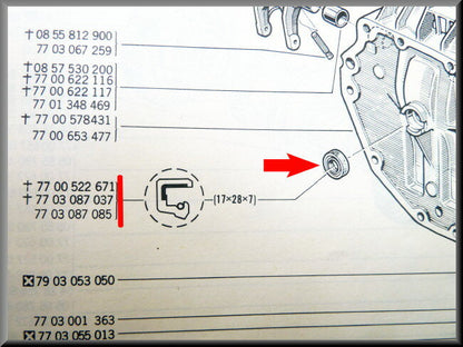 Joint spi de vilebrequin (17x28x7x12 mm) – Renault 12 – OEM 7703087085A