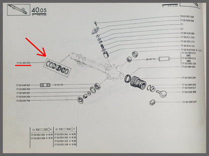 Kit de révision boîtier de direction – Renault 4 – Renault 5 - Renault 6 - OEM 7701455251 – NOS