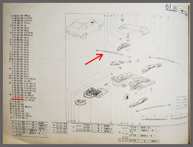 Câble de ventilation – Renault 20 – Renault 30 - OEM 7700634556