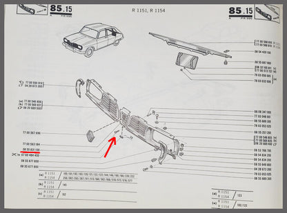 Grille Fixing Screw – Renault 16 – OEM 0855831100 – NOS