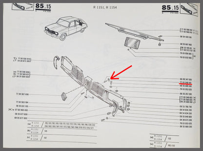 Plaque de fixation (M6) – Renault 16 – OEM 7703048001 – NOS