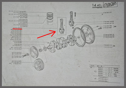 Bielle (Petit vilebrequin) – Renault 12 – OEM 7701458393A – NOS