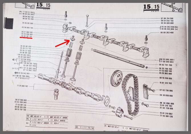 Klepschotel voor dubbele klepveer – Renault 16 TL – OEM 0608381100