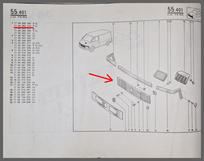 Calandre – Renault Trafic – OEM 7704002214 – NOS