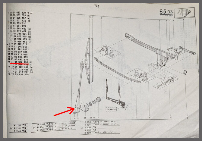 Bras d'essuie-glace SEV Marchal – Renault 18 – OEM 7701022430 – NOS