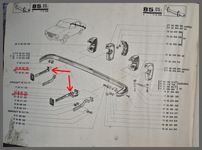 Support de pare-chocs arrière gauche et droit – Renault 12 – OEM 7700507708 – NOS