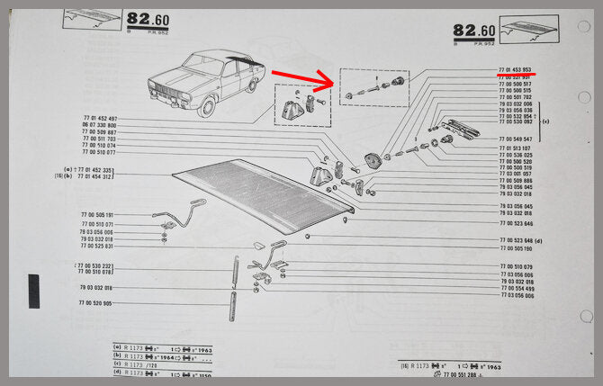 Kit de réparation serrure de hayon – Renault 12 – OEM 7701453953 – NOS