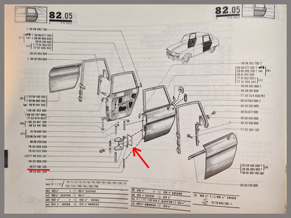Opvulplaatje scharnierblok portieren achterzijde – Renault 16 – OEM 0607961100