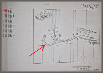 Tuyau de descente d'échappement – Renault 20 Diesel – OEM 7700677628 – NOS