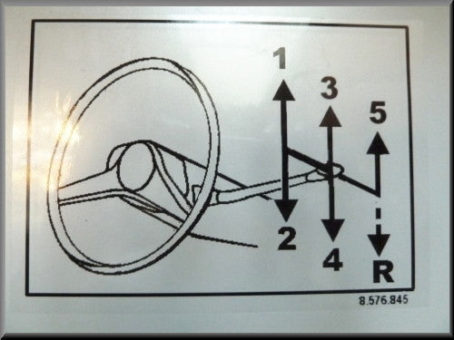 Transparante binnenruit auto sticker met schalkelschema 5 bak – Renault 16 – OEM 8576845