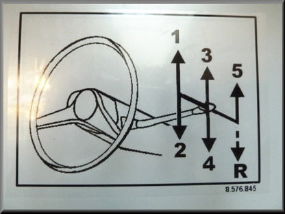 Transparante binnenruit auto sticker met schalkelschema 5 bak – Renault 16 – OEM 8576845