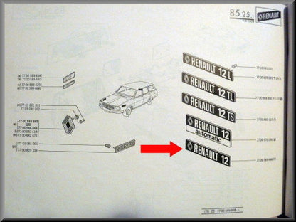 Embleem – Renault 12 – OEM 7700569888