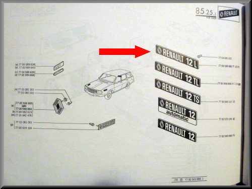 Emblème – Renault 12 L – OEM 7700569335