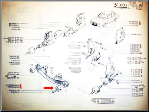 Motorophanging rubber (groot) – Renault 12 – Renault 15 - Renault 17 - OEM 7701348048