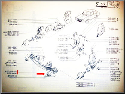 Motorophanging rubber (groot) – Renault 12 – Renault 15 - Renault 17 - OEM 7701348048