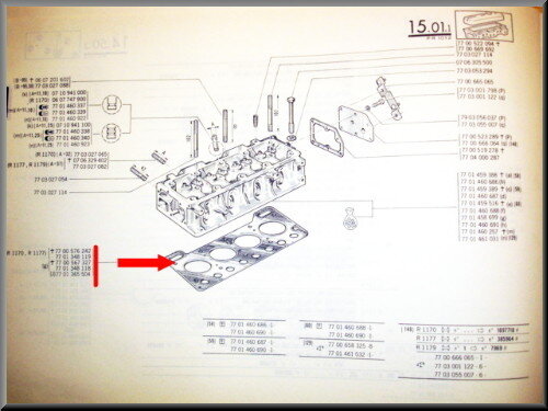 Joint de culasse – Renault 12 – Renault 15 - Renault 5 - OEM 7701348119