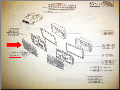Achterlicht reflector links – Renault 12 – OEM 7701019327