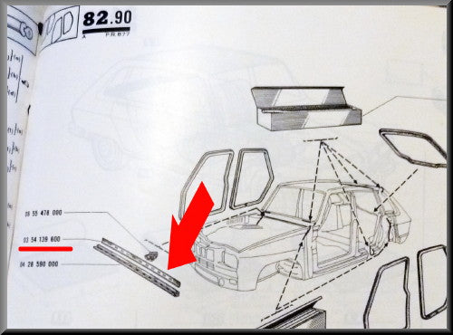 Metal strip for hood rubber – Renault 16 – OEM 0354139600