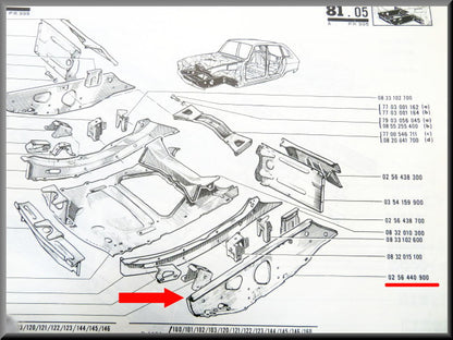 Plaque châssis gauche – Renault 16 – OEM 0256440900