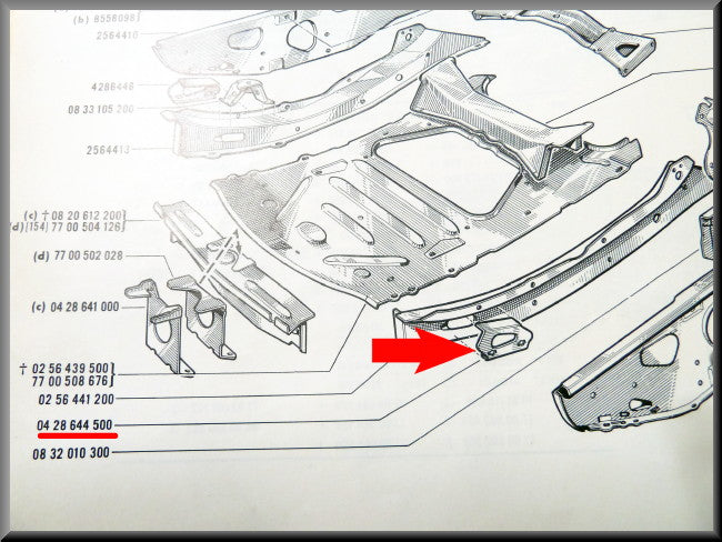 Beam reinforcement bush stabilization rod front left – Renault 16 – OEM 0428644500