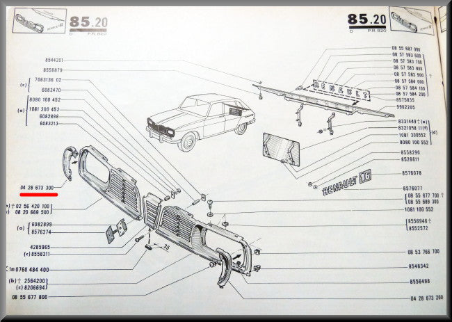 Chroomkapje grill rechts – Renault 16 – OEM 0428673300