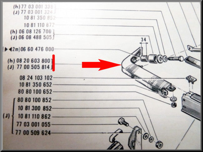 Bumperhoek voorzijde rechts – Renault 16 L (1150) – OEM 0820603800