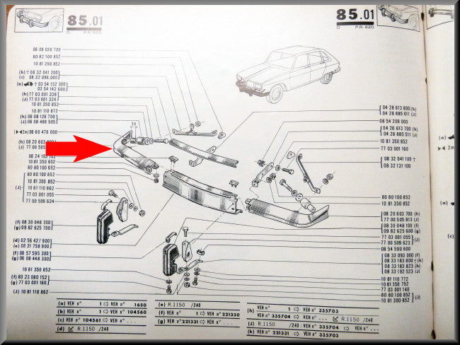 Bumperhoek voorzijde rechts – Renault 16 L (1150) – OEM 0820603800