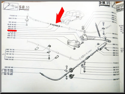 Rear handbrake cable connector with left and right thread.