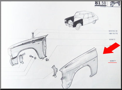 Aileron avant gauche – Renault 16 – OEM 0820617100 – Occasion