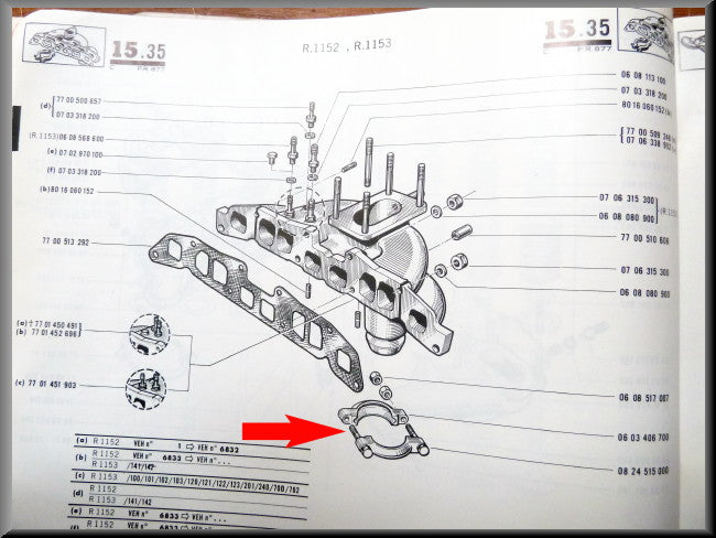 Spruitstuk klem diameter 53 mm – Renault 16 TL, L – OEM 0824515000