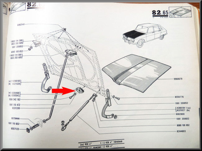 Motorkap geleidingsrubber – Renault 16 – OEM 0830054300