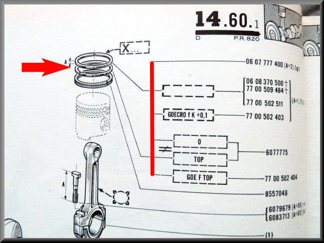 Jeu de segments de piston (76 mm) – Renault 16 GL, L – OEM 0855704800 / 0607777500 / 7700502511