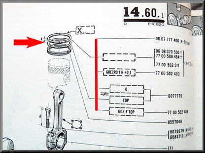 Jeu de segments de piston (76 mm) – Renault 16 GL, L – OEM 0855704800 / 0607777500 / 7700502511