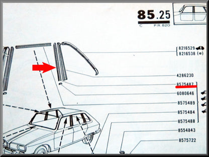 Chrome strip door rear left (next to C-pillar) – Renault 16 – OEM 0857548600 – Used