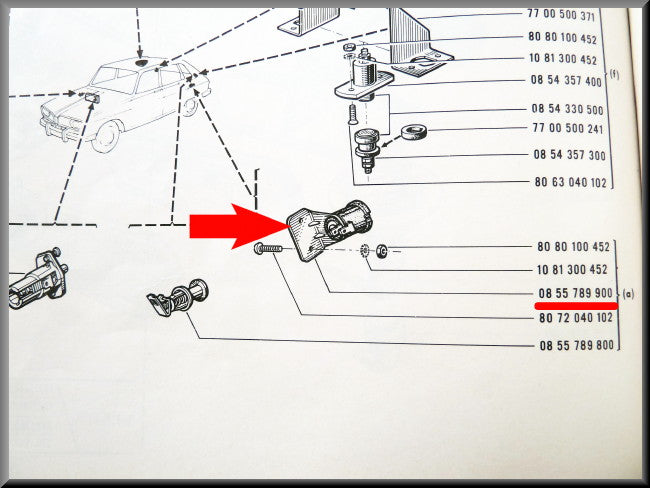 Montage éclairage de coffre – Renault 16 – OEM 0855789900