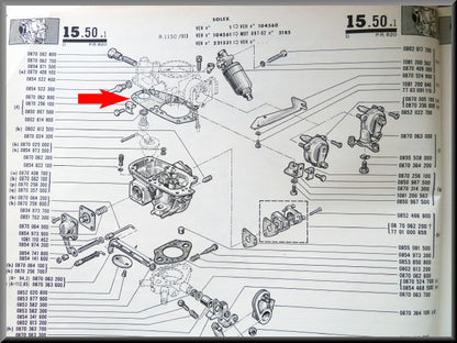 Carburetor lid gasket Solex – Renault 16 L (1150) – OEM 0870062900