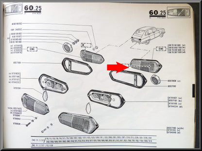 Unité de feu arrière droit complète – Renault 16 – OEM 0870181600