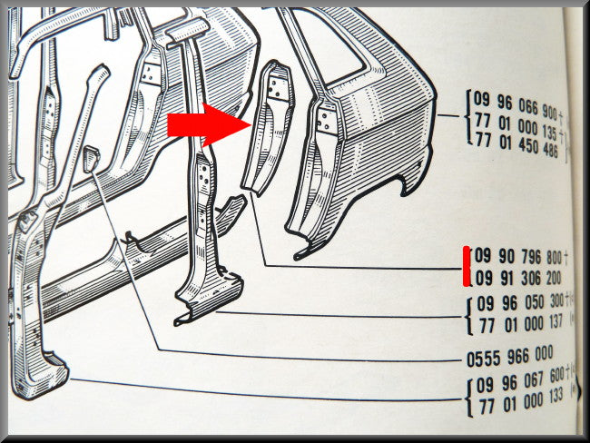 Plaque de fermeture arrière gauche – Renault 16 – OEM 0991306200