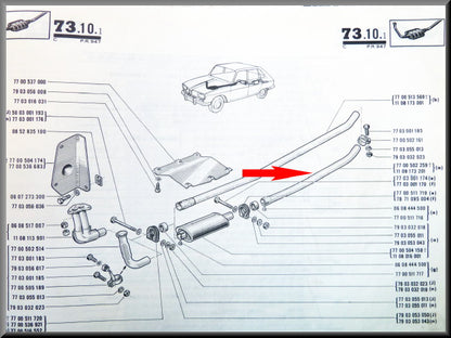 Middenpijp – Renault 16 TS, TX (type 1) - OEM 7700502259