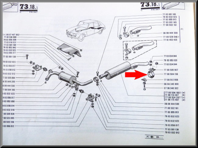 Caoutchouc de suspension d'échappement – Renault 16 – OEM 7700504156