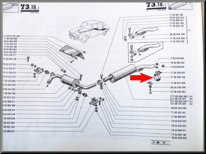 Caoutchouc de suspension d'échappement – Renault 16 – OEM 7700504156