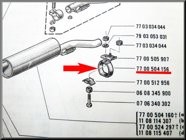 Caoutchouc de suspension d'échappement – Renault 16 – OEM 7700504156