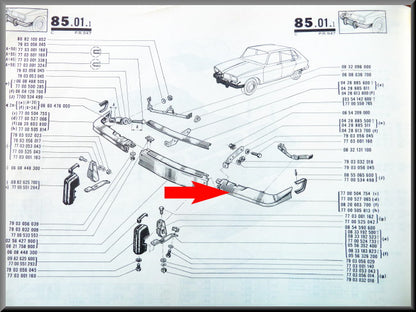 Coin de pare-chocs avant gauche – Renault 16 TS (premier type) – OEM 7700504754