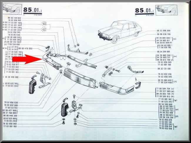 Bumperhoek voorzijde rechts  – Renault 16 TS (eerste type) – OEM 7700504755