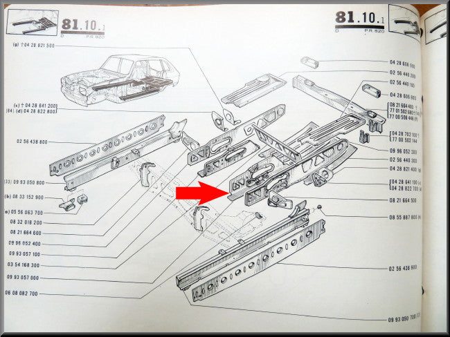 Partie châssis essieu arrière gauche – Renault 16 – OEM 0993057000